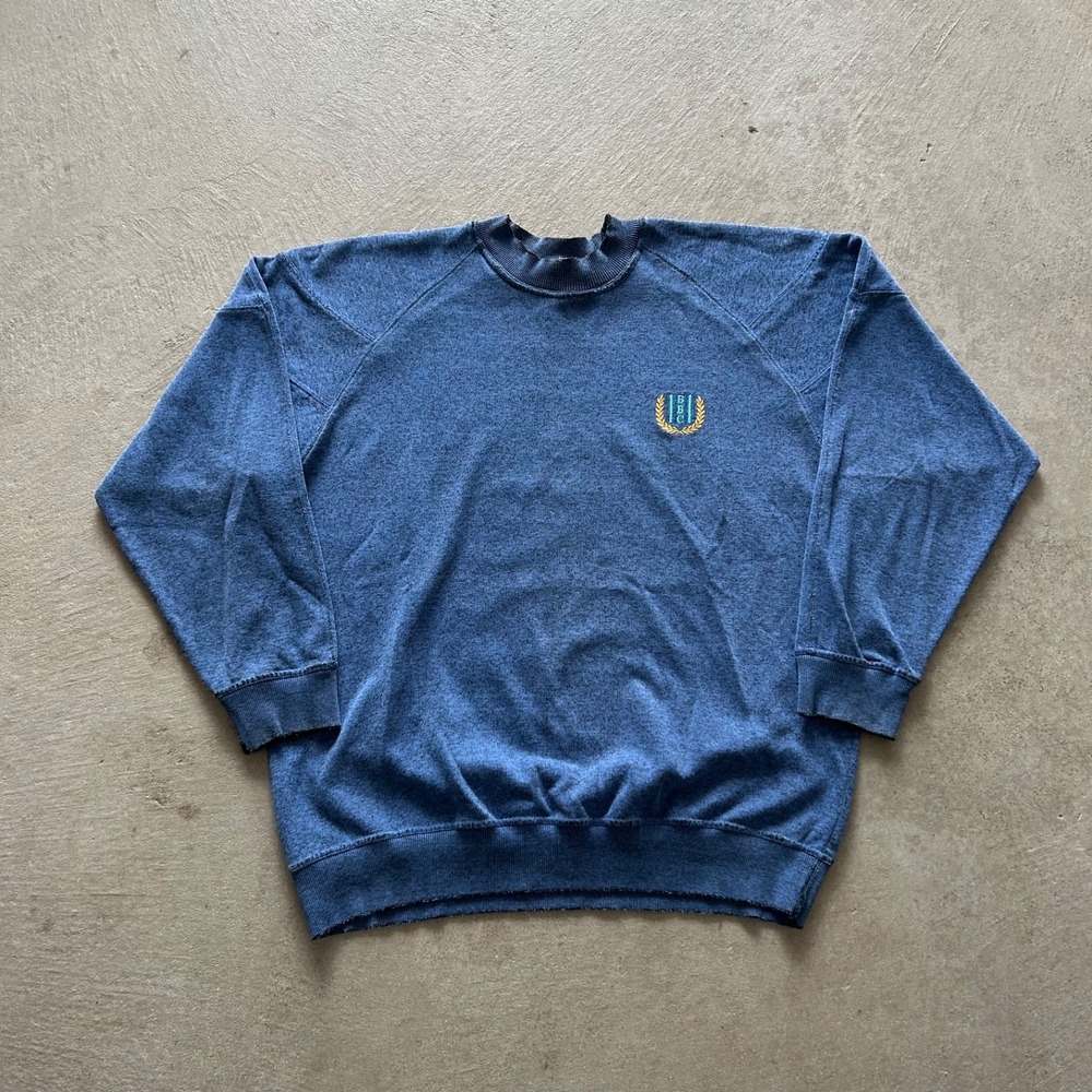 Vintage 90s Bugle Boy Sweatshirt Size XL Blue Crewneck Embroidered Logo